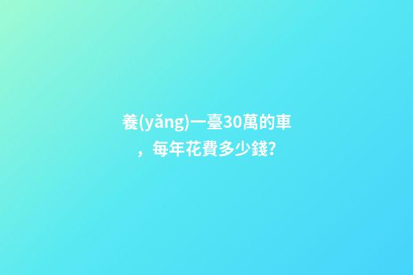 養(yǎng)一臺30萬的車，每年花費多少錢？